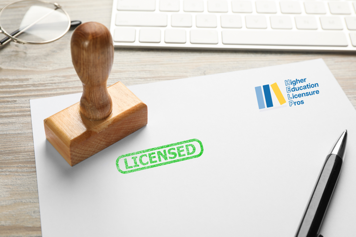 Paper with a licensed stamp on a desk